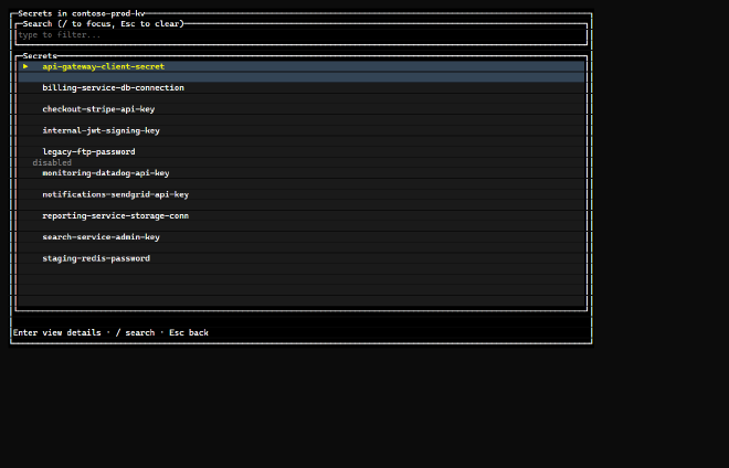 Secret list